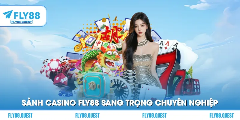 Sảnh casino FLY88 với giao diện sang trọng chuyên nghiệp